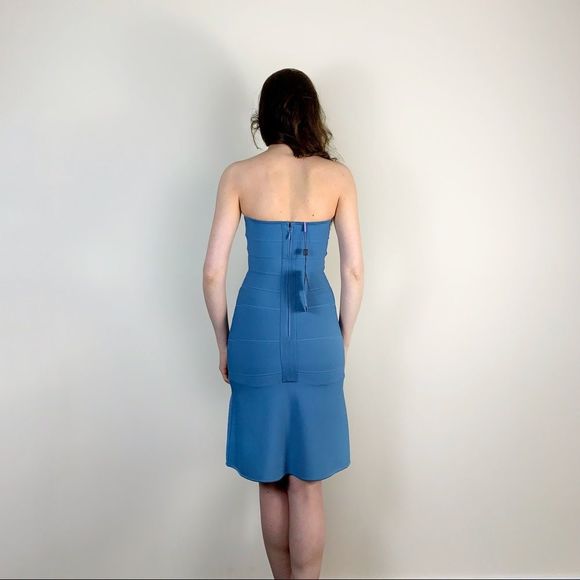 NWT Herve Leger bandage dress. Designer strapless blue dress. Xxs - Picture 3 of 8